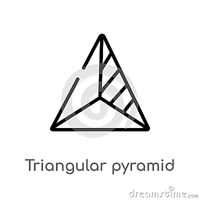 outline triangular pyramid volumetrical shape vector icon. isolated black simple line element illustration from shapes concept. Vector Illustration