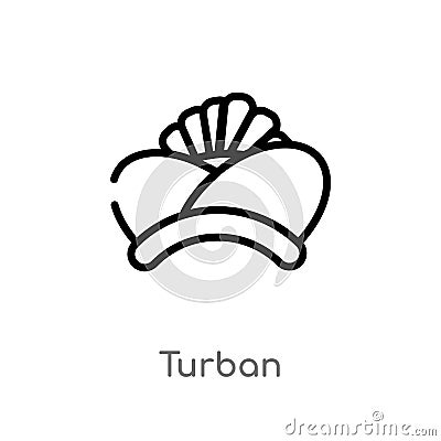 outline turban vector icon. isolated black simple line element illustration from india concept. editable vector stroke turban icon Vector Illustration