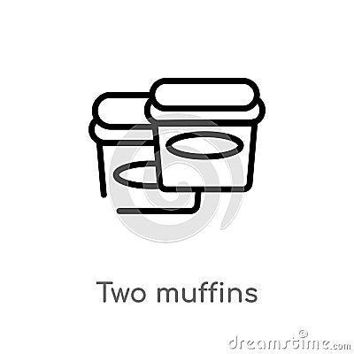 outline two muffins vector icon. isolated black simple line element illustration from party concept. editable vector stroke two Vector Illustration