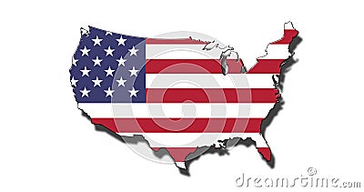 Outline of United States of America with USA flag Stock Photo