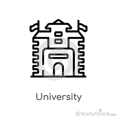 outline university vector icon. isolated black simple line element illustration from education concept. editable vector stroke Vector Illustration