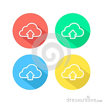Outline upload simple cloud icon. linear symbol with thin outline. Set of white icons with long shadow. Vector Illustration