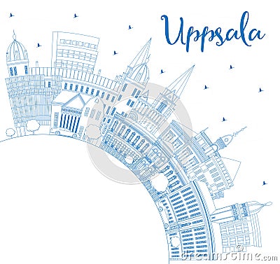 Outline Uppsala Sweden City Skyline with Blue Buildings and Copy Space. Vector Illustration. Uppsala Cityscape with Landmarks Stock Photo