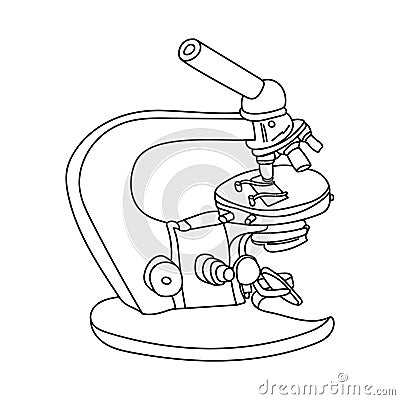 Outline vector illustration microscope, research tool for microscopy Vector Illustration