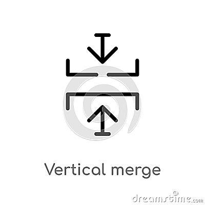 outline vertical merge vector icon. isolated black simple line element illustration from arrows concept. editable vector stroke Vector Illustration