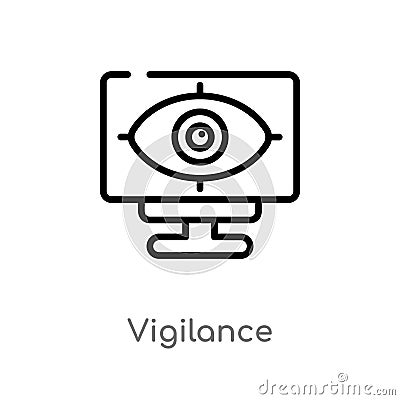 outline vigilance vector icon. isolated black simple line element illustration from user interface concept. editable vector stroke Vector Illustration