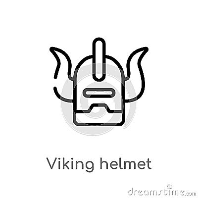 outline viking helmet vector icon. isolated black simple line element illustration from history concept. editable vector stroke Vector Illustration