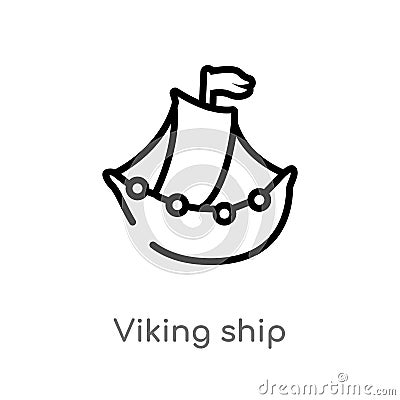outline viking ship vector icon. isolated black simple line element illustration from history concept. editable vector stroke Vector Illustration