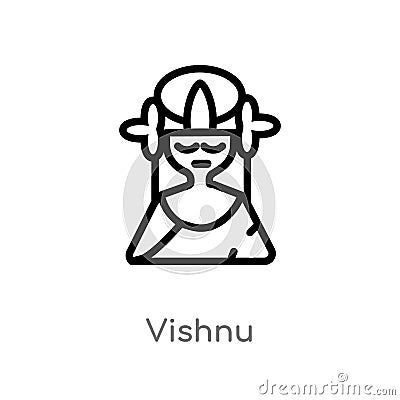 outline vishnu vector icon. isolated black simple line element illustration from india concept. editable vector stroke vishnu icon Vector Illustration