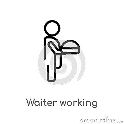 outline waiter working vector icon. isolated black simple line element illustration from people concept. editable vector stroke Vector Illustration