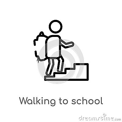 outline walking to school vector icon. isolated black simple line element illustration from people concept. editable vector stroke Vector Illustration