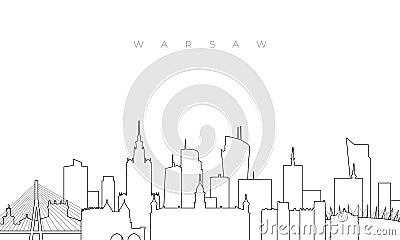 Outline Warsaw skyline. Vector Illustration