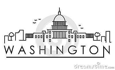 Outline Washington DC USA City Skyline with Modern Buildings Isolated. Vector Illustration. Washington DC Cityscape with Landmarks Stock Photo