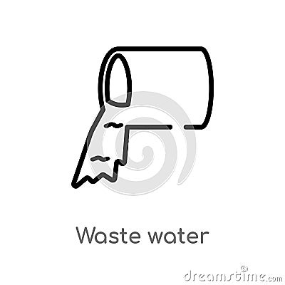 outline waste water vector icon. isolated black simple line element illustration from nature concept. editable vector stroke waste Vector Illustration