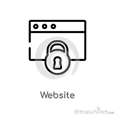 outline website vector icon. isolated black simple line element illustration from gdpr concept. editable vector stroke website Vector Illustration