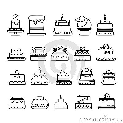 Outline Wedding cake icons vector image Vector Illustration