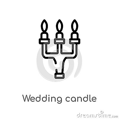 outline wedding candle vector icon. isolated black simple line element illustration from birthday party and wedding concept. Vector Illustration