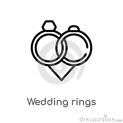 outline wedding rings vector icon. isolated black simple line element illustration from love & wedding concept. editable vector Vector Illustration