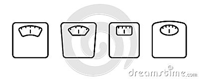 Outline weight scale icon. Bathroom scale in line. Scale measure in line. Balance symbol in outline. Stock vector Vector Illustration