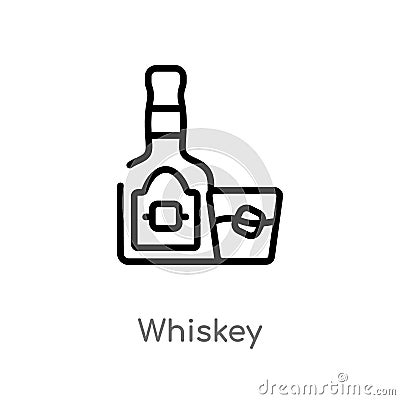 outline whiskey vector icon. isolated black simple line element illustration from wild west concept. editable vector stroke Vector Illustration