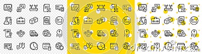 Outline Wifi, Dice and Inspect line icons. For web app. Vector Stock Photo