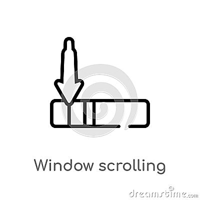 outline window scrolling left vector icon. isolated black simple line element illustration from education concept. editable vector Vector Illustration