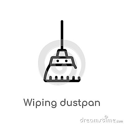 outline wiping dustpan vector icon. isolated black simple line element illustration from cleaning concept. editable vector stroke Vector Illustration