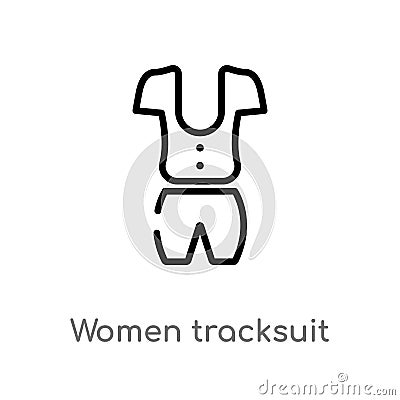 outline women tracksuit vector icon. isolated black simple line element illustration from fashion concept. editable vector stroke Vector Illustration