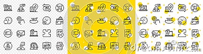 Outline Work home, 360 degree and Cursor line icons. For web app. Vector Vector Illustration