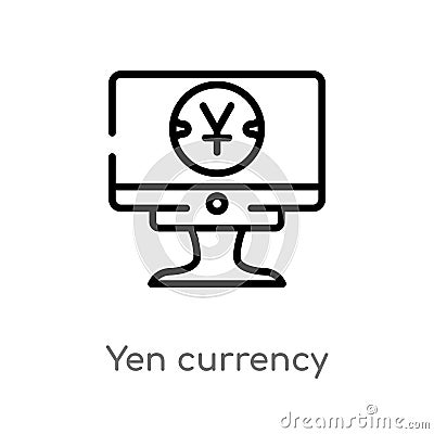 outline yen currency vector icon. isolated black simple line element illustration from business concept. editable vector stroke Vector Illustration