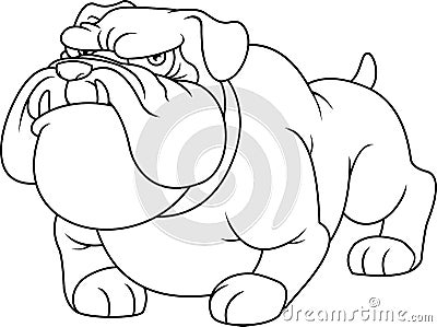 Outlined Angry Bulldog Cartoon Mascot Character Vector Illustration