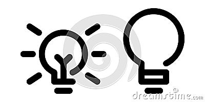 Outlined Bulb or Light Bubble Icons Vector Illustration