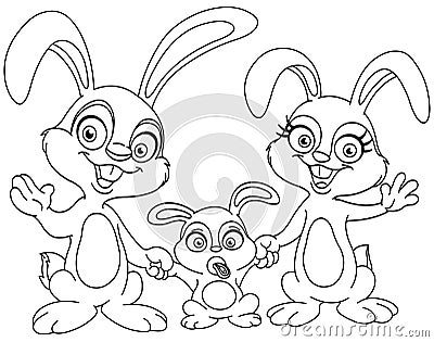 Outlined bunnies family Vector Illustration