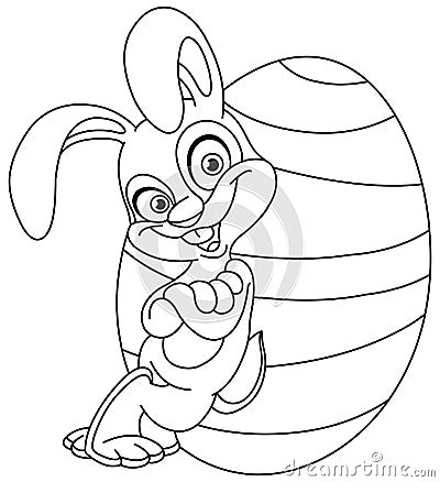 Outlined bunny with easter egg Vector Illustration