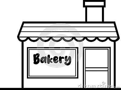 Outlined Cartoon Bakery Building Vector Illustration