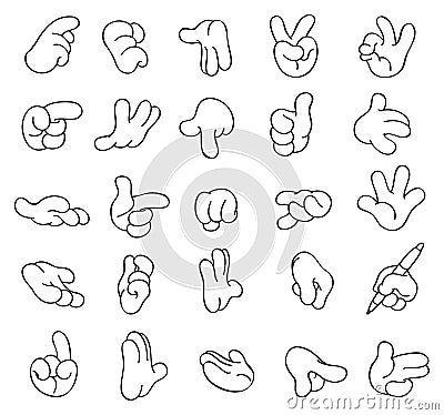 Outlined cartoon hands Vector Illustration