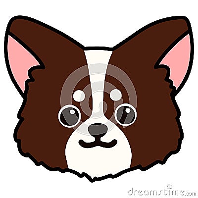 Outlined cute Chihuahua face front view Vector Illustration