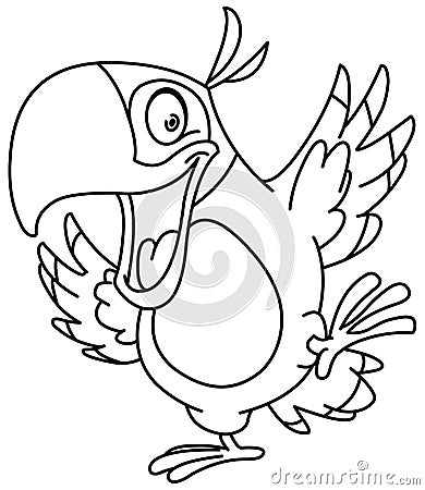 Outlined dancing parrot Vector Illustration