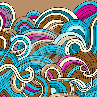 Outlined Doodles Random Colourful Waves Vector Background Vector Illustration