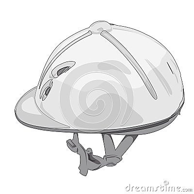 Outlined equestrian riding helmet. Isolated vector jockey protection, white background. Vector Illustration