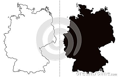 Outlined Germany map country silhouette vector drawing template Vector Illustration