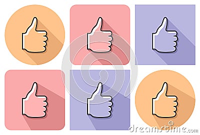 Outlined icon of fist with raised thumb Vector Illustration