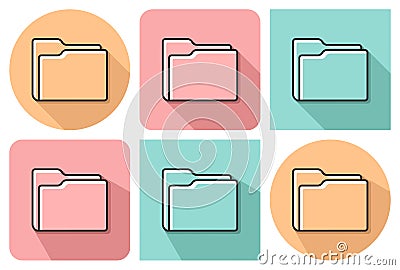 Outlined icon of folder Vector Illustration