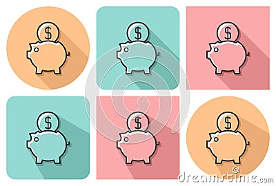 Outlined icon of piggy bank Vector Illustration