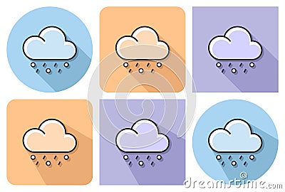 Outlined icon of rain with hail Vector Illustration