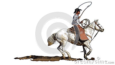 Rodeo cowboy on a white horse Stock Photo