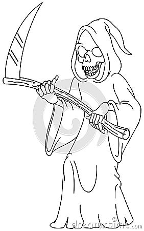 Outlined grim reaper Vector Illustration