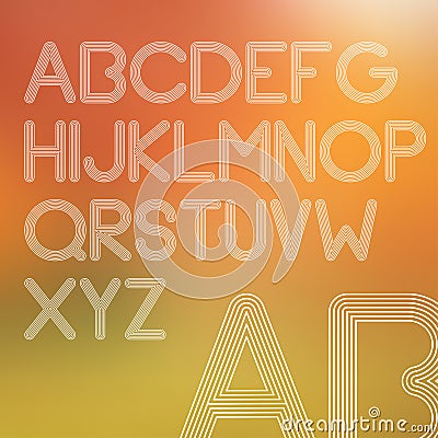 Outlined Lines Simple Alphabet Vector Illustration