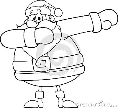 Outlined Santa Claus Cartoon Character Dabbing Vector Illustration