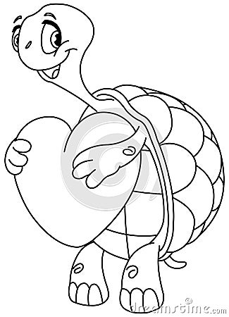 Outlined turtle with heart Vector Illustration